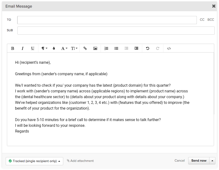 Cold email for Lead Nurturing - template 1