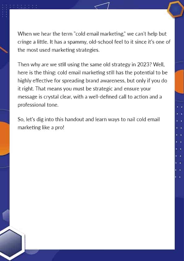 What are the most important aspect of cold email marketing?