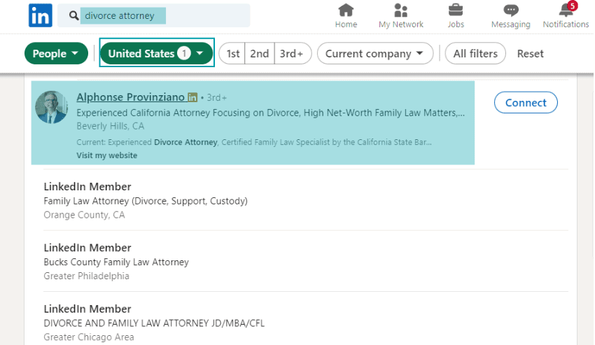 Find US Divorce Lawyers Using Professional Networking Platforms