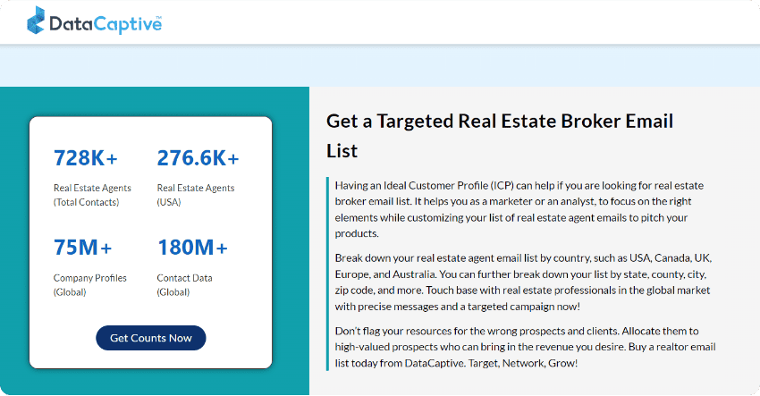 Acquire Real Estate Agent Emails Using DataCaptive