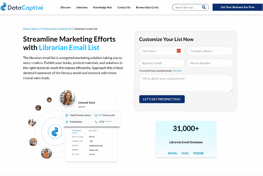 DataCaptives Librarian Email Lists