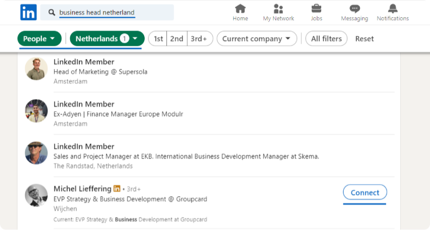 Search Netherlands Businesses Contacts from LinkedIn