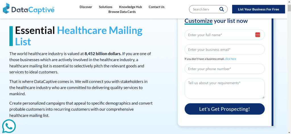 healthcare industry email list from DataCaptive