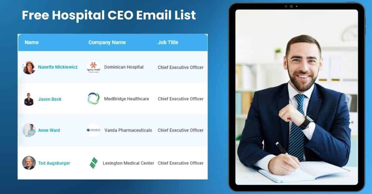 Hospital CEO Email List Free