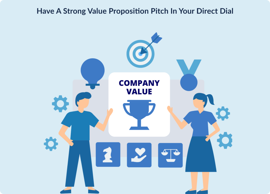 Have a strong value proposition pitch in your direct dial