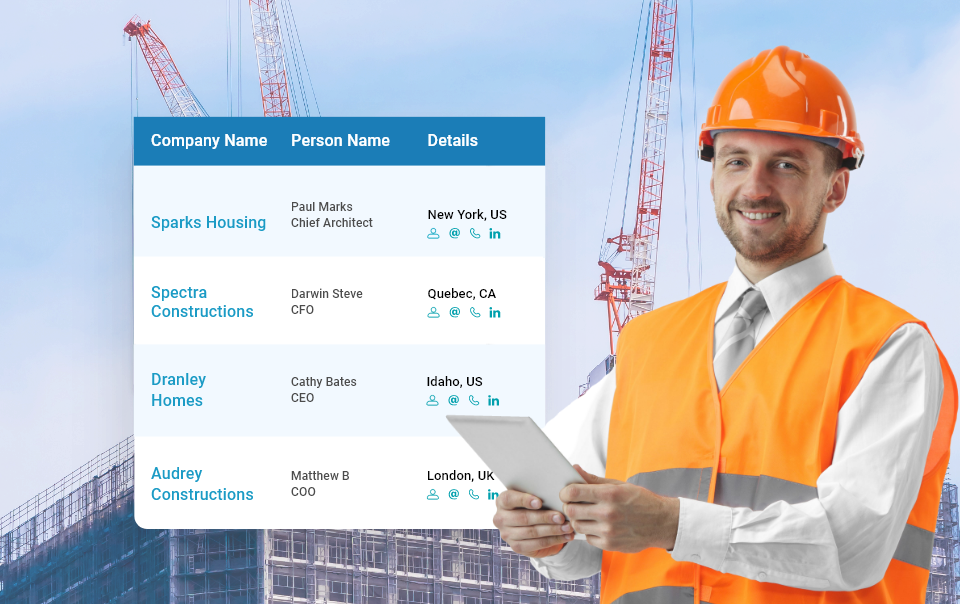 Get Construction Companies List with Contact Database