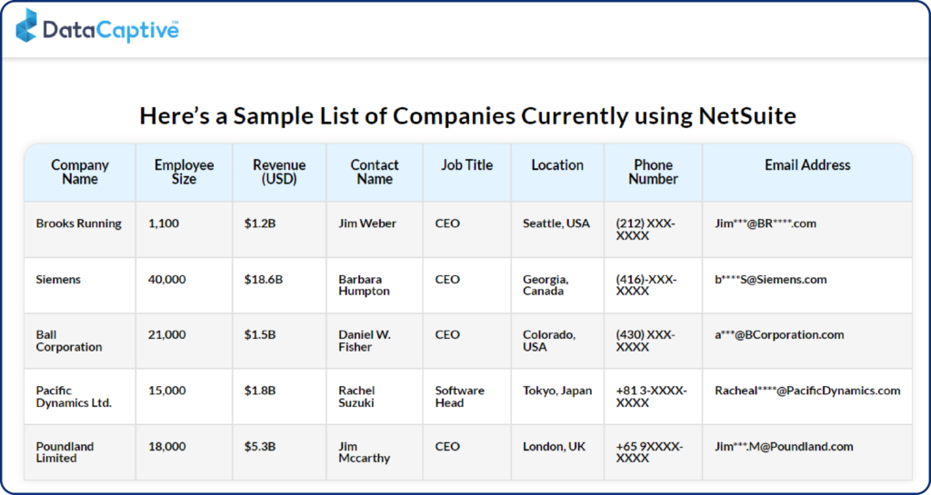 List of Companies Using NetSuite