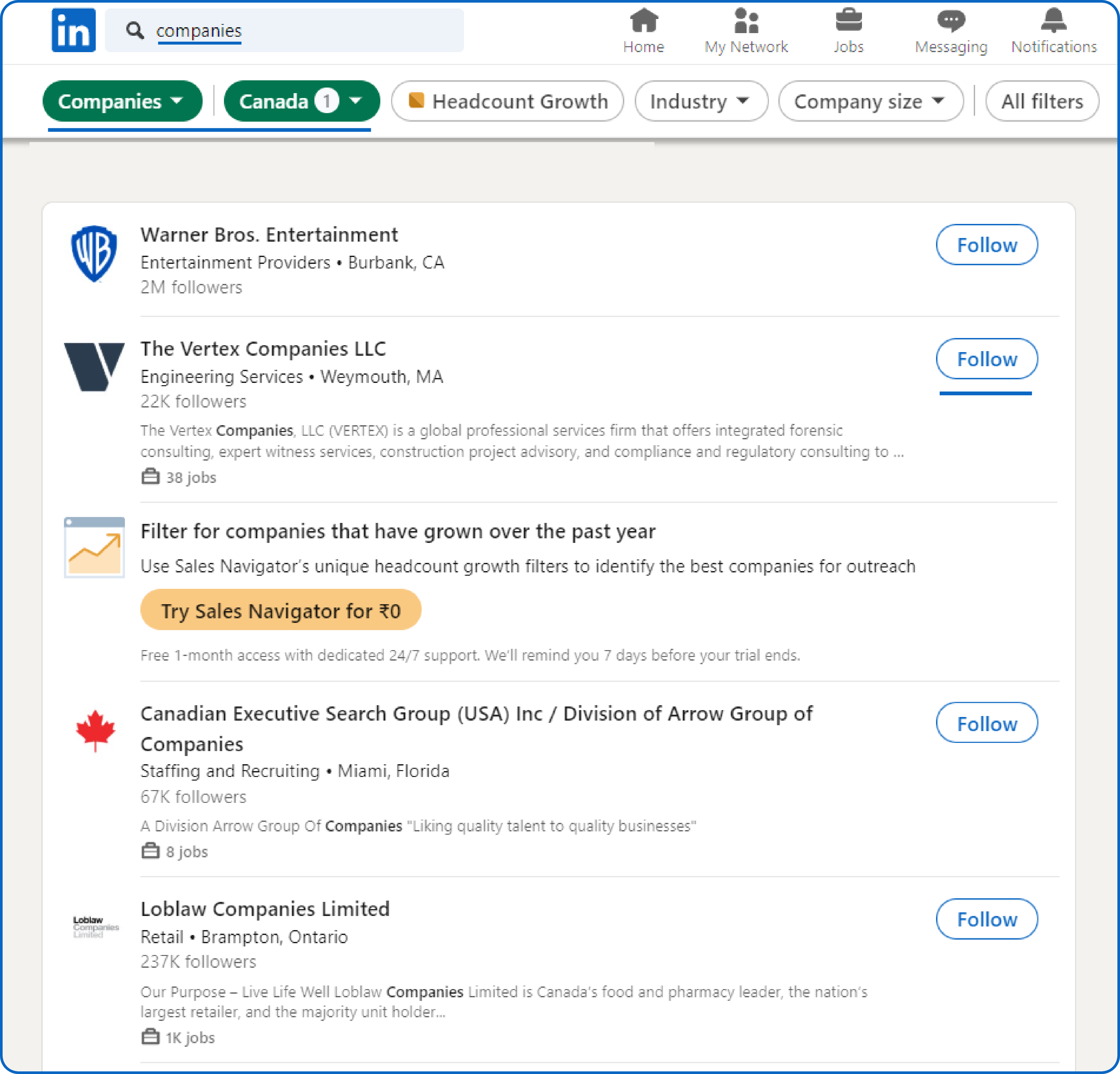 Use LinkedIn for Building a Canadian Companies Email List