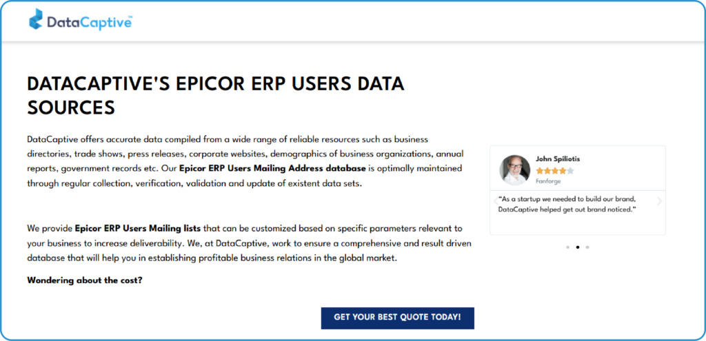 Find a List of Companies Using Epicor ERP from DataCaptive