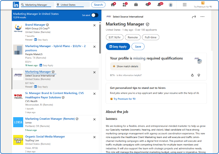 LinkedIn with Filters and Sales Navigator