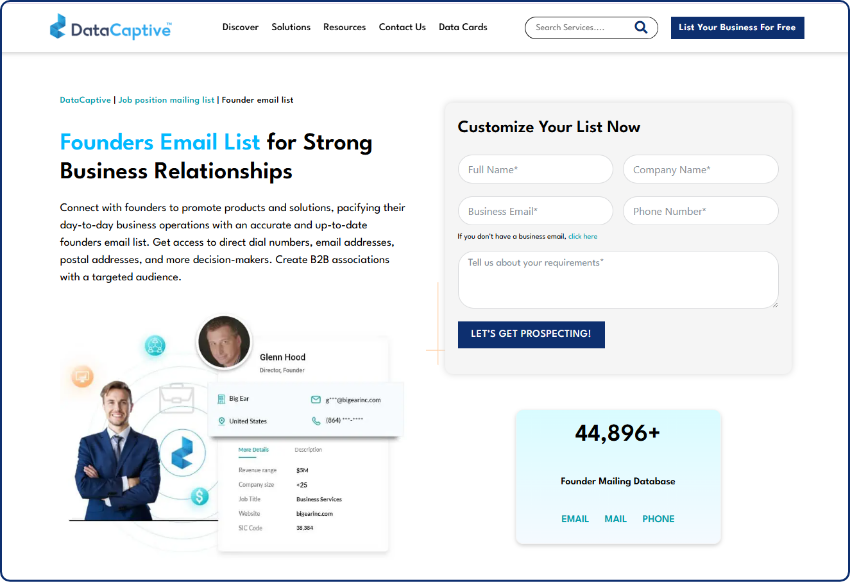 DataCaptive’s Founders Email Addresses List
