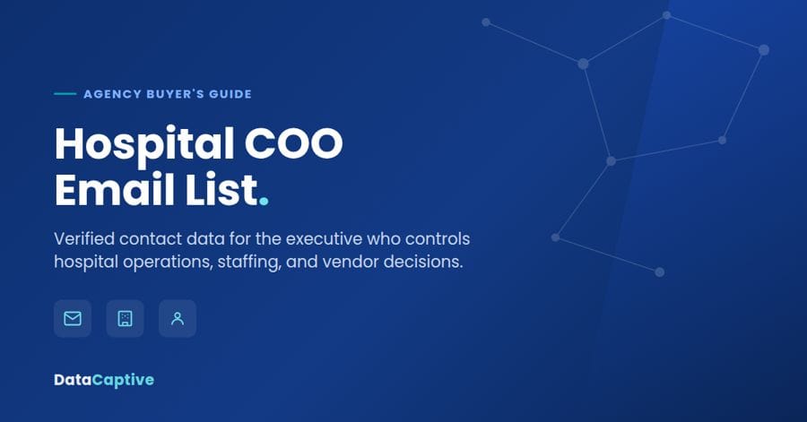 Hospital COO email list buyer guide hero graphic for agencies